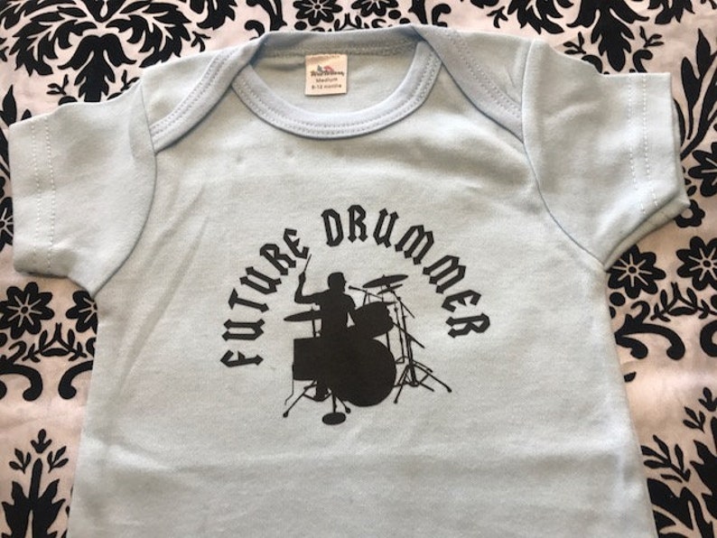 future drummer cool band drums custom baby infant bodysuit blue boy/'s size 6-12 months last one