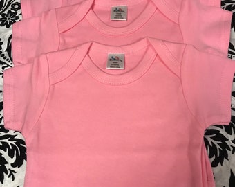 New Blank Infant Baby Bodysuit pink girls one piece / Size Small 3-6 months Set of 3 pink bodysuits