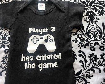 player 3 has entered the game - funny newborn baby one piece shirt short sleeved black last one great gift for gamer baby