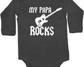 my papa rocks  custom baby infant bodysuit size newborn long sleeved last one black