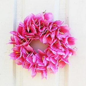 Amaryllis Wreath Artificial Flowers Wreaths Front Door Decoration Daylilies Wreath, Lilies Wreath, Pink Color Summer Spring Wedding Decor