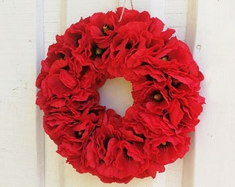 Red Poppies Wreath Red Artificial Flowers Wreaths Front Door Decoration Red Silk Flowers Summer Wedding Decor  Remembrance Day Memorial Day