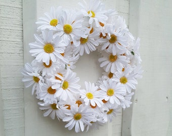 White Daisies Wreath, Nursery Wedding, Girl Birthday, Party, Summer Wild Artificial Flowers Wreaths Front Door Decoration Table Centerpiece