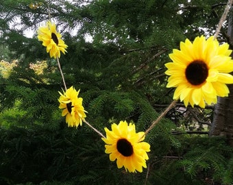 SUNFLOWERS GARLAND 40" Yellow Sunflowers Artificial flowers Yellow Flower Wedding Christmas Easter Birthday Home Decor Holiday Decoration