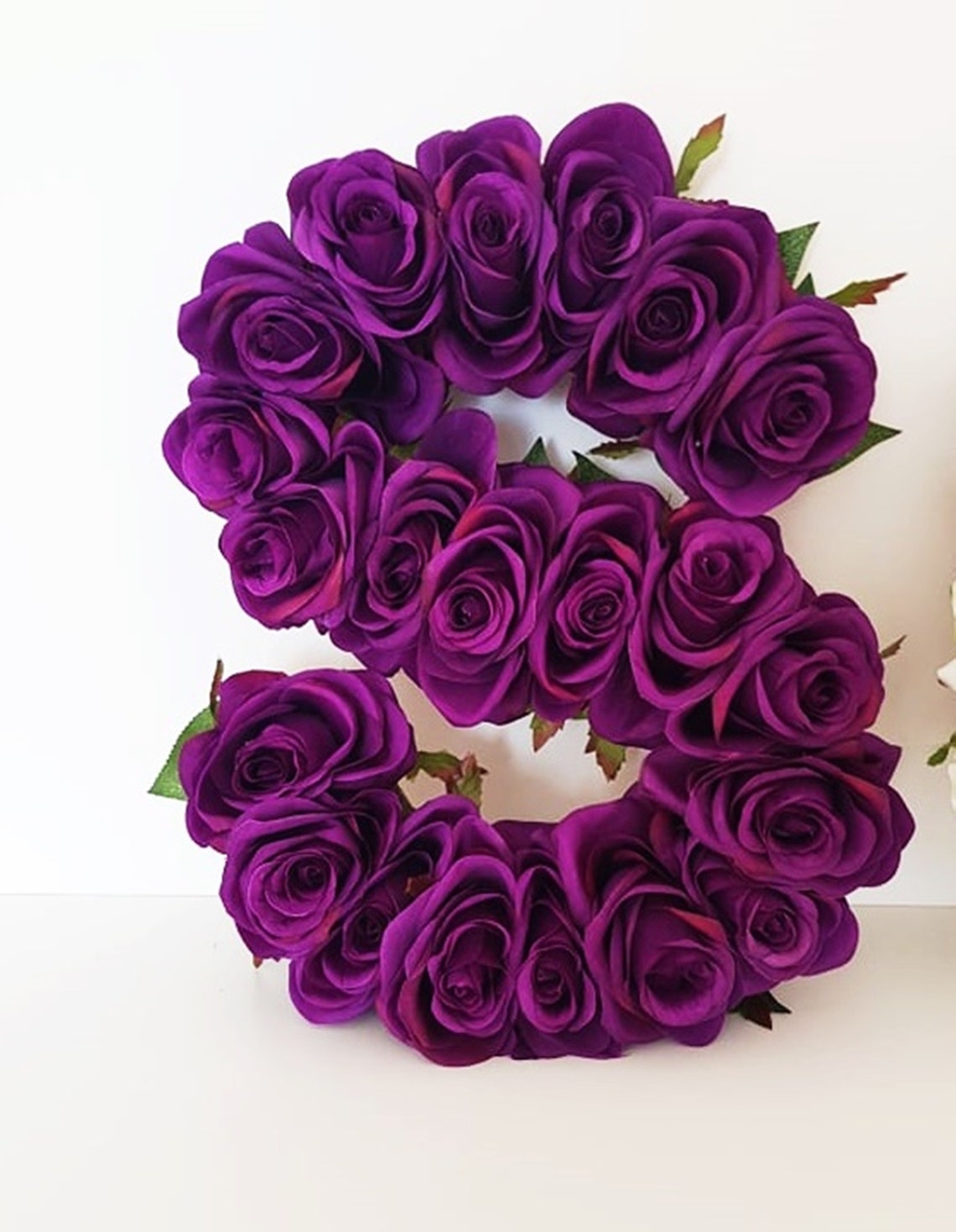 Flower Letter Floral Letter Purple Roses Flower Letters Etsy