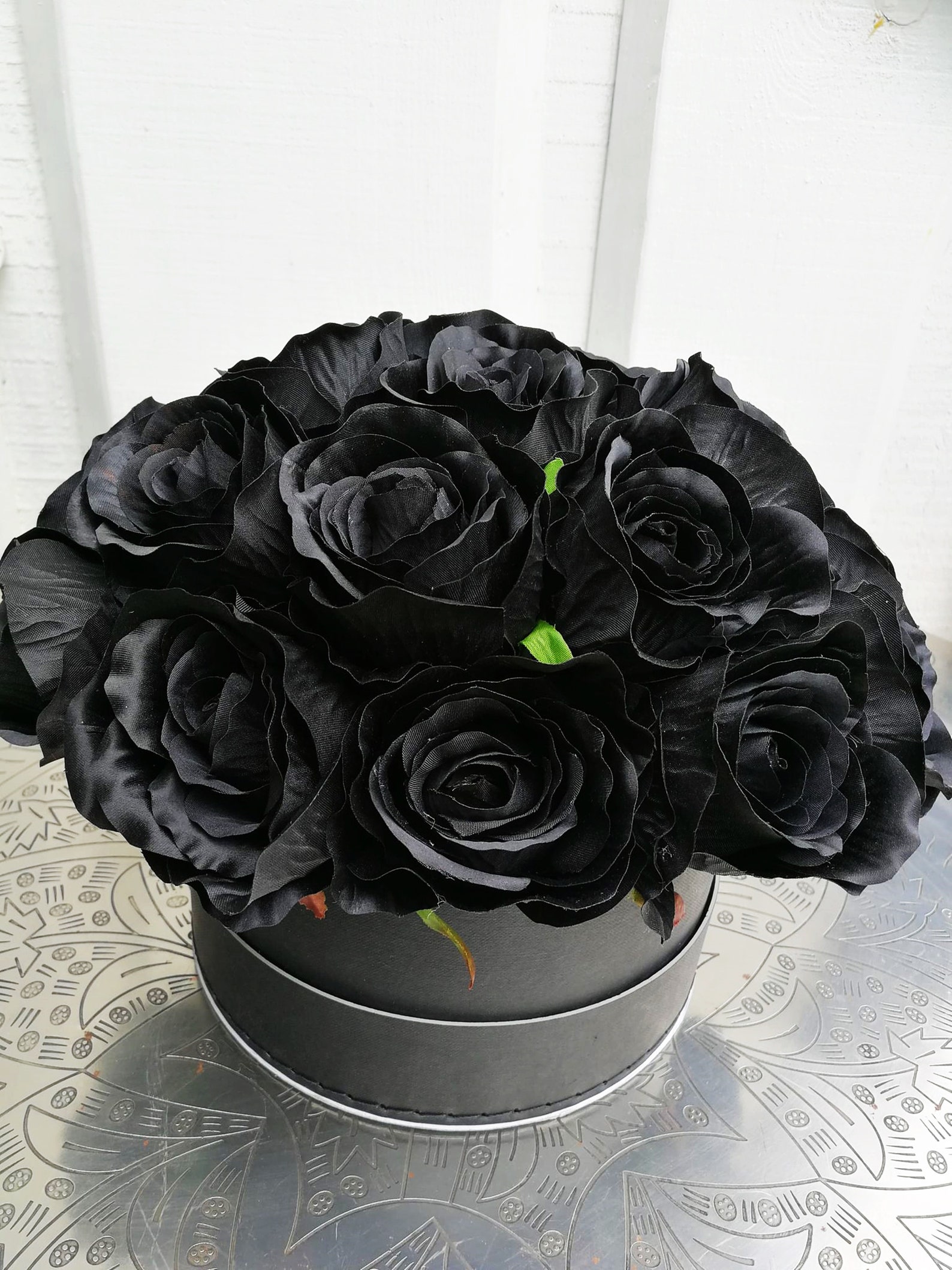 Table Decor Silk Black Roses Decor Artificial Flowers Etsy