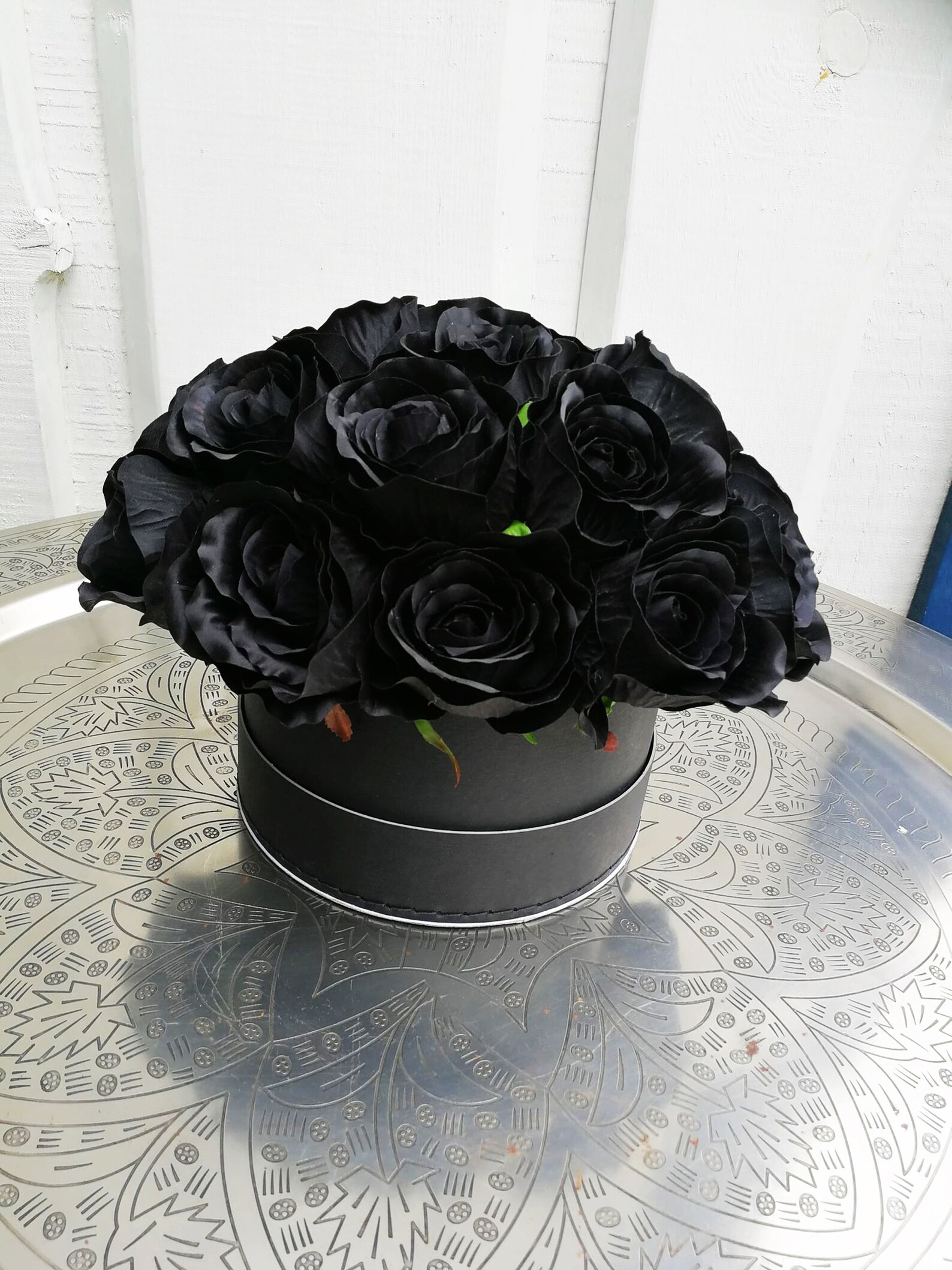 Table Decor Silk Black Roses Decor Artificial Flowers Etsy