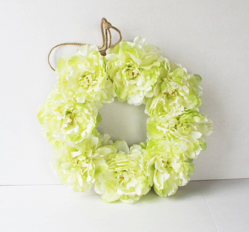 Soft Green Peonies Flowers Wreath Silk Peony Artificial Flower Etsy