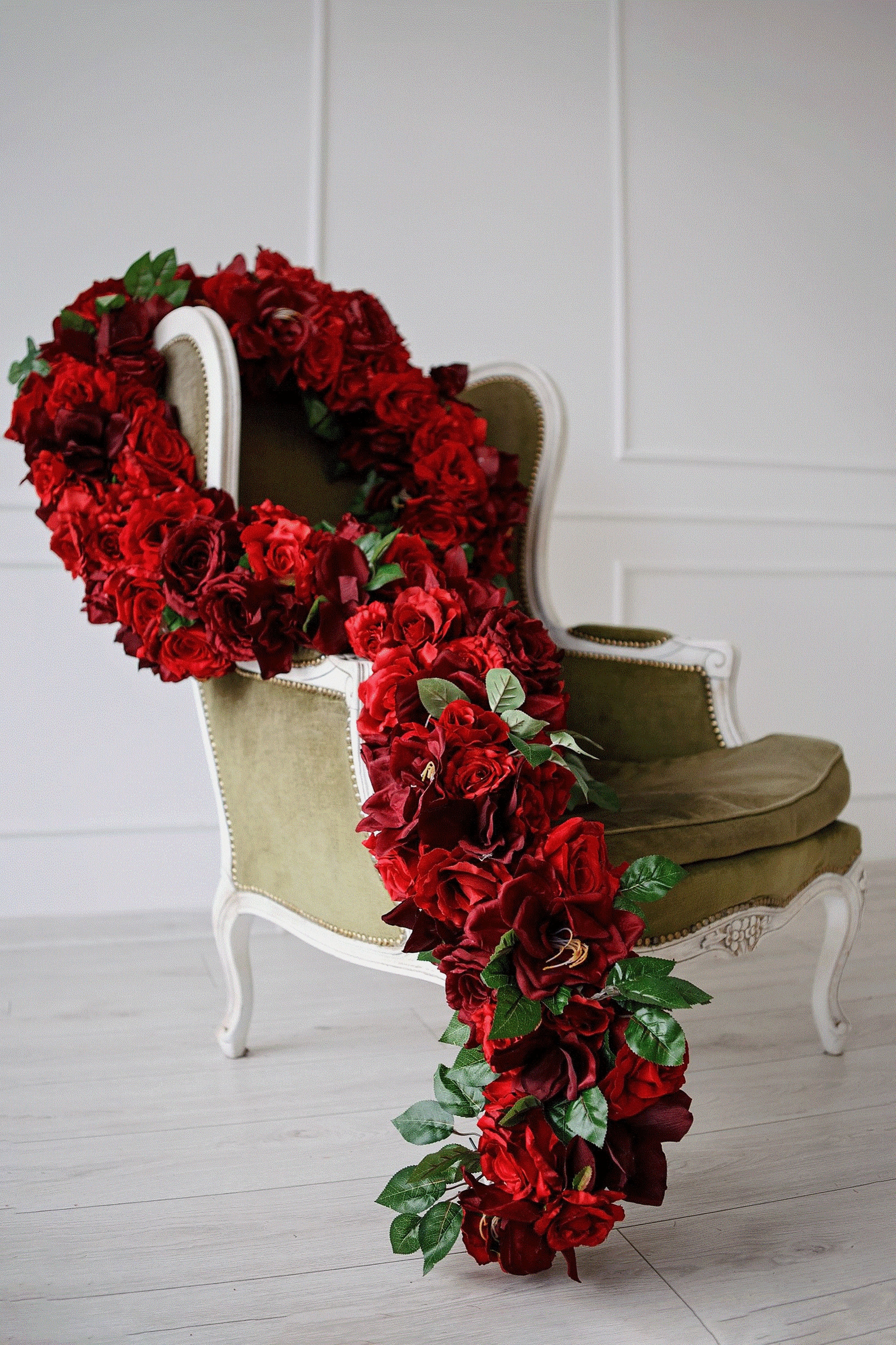 1 YARD GARLAND Dark Red Flowers Garland Flower Decor Etsy