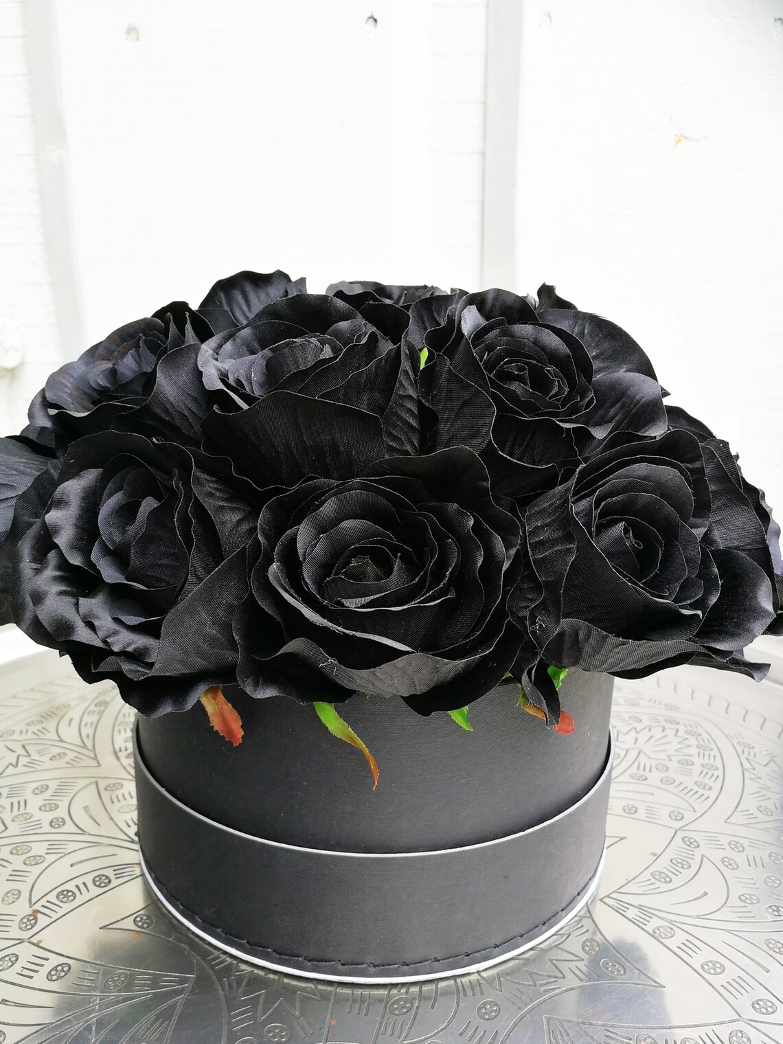 Table Decor Silk Black Roses Decor Artificial Flowers Etsy