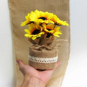 Sonnenblumen Tischdekoration Gelb Braun Sonnenblume Dekoration Seidenblumen Spitze Empfang Künstliche Blumen Tischdekoration Blumenstoff