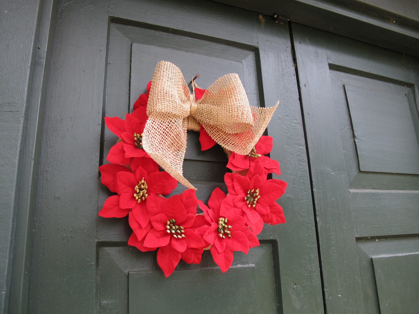 Christmas Wreath Poinsettias Wreath Artificial Silk Flowers Etsy