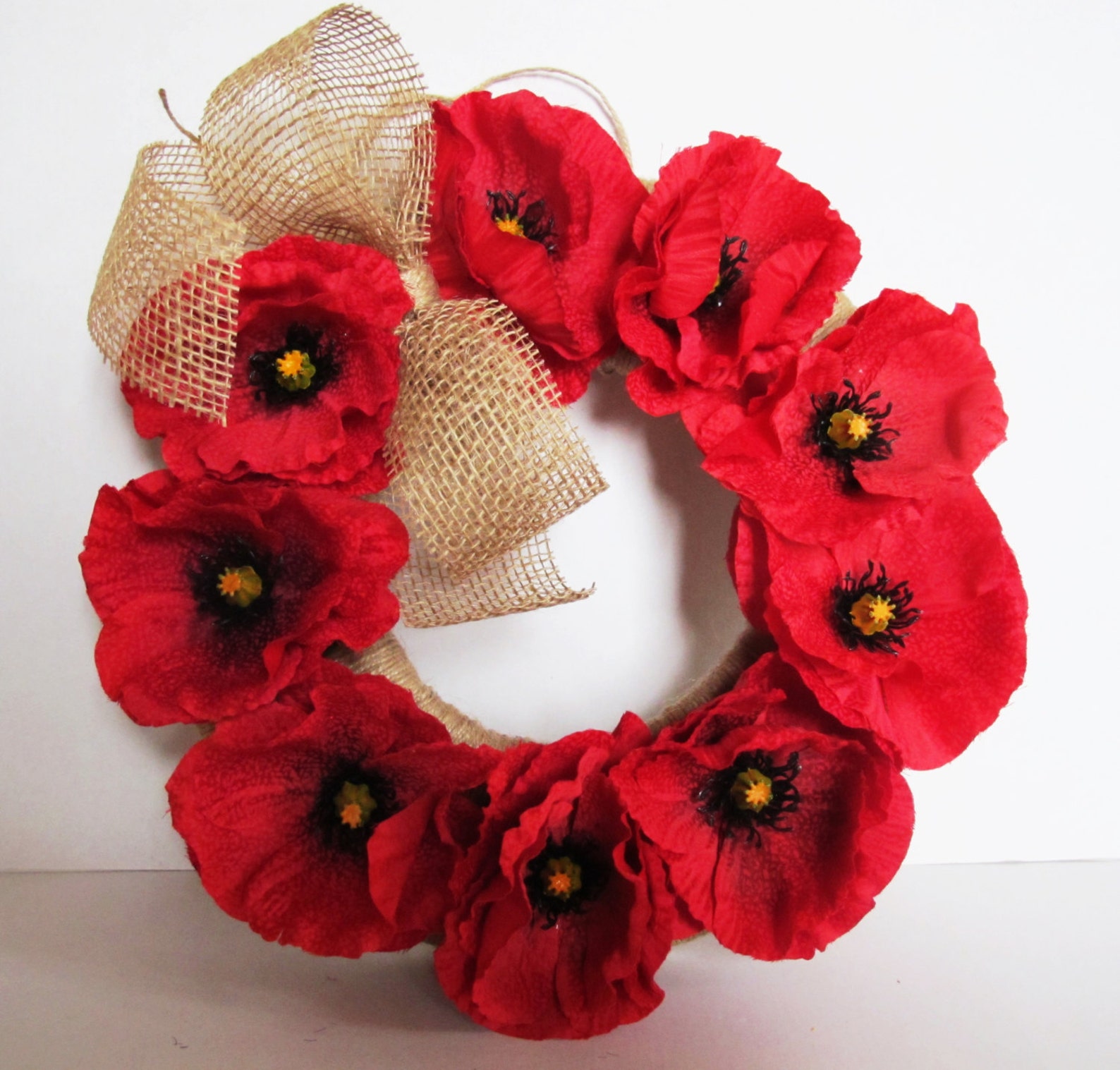 Red Poppies Wreath Artificial Flowers Wreaths Front Door Etsy