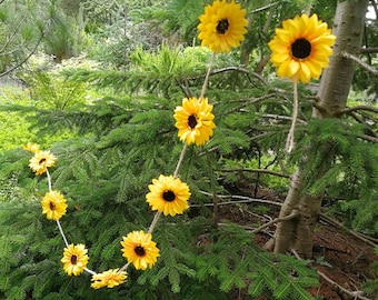 SUNFLOWERS GARLAND 40" Yellow Sunflowers Artificial flowers Yellow Flower Wedding Christmas Easter Birthday Home Decor Holiday Decoration