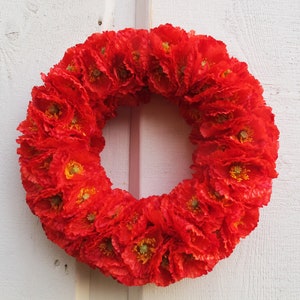 Coquelicots Couronne Rouge Fleurs Artificielles Couronnes Porte d’Entrée Décoration Rouge Soie Fleurs Table Centre de Table Été Printemps Mariage Décor