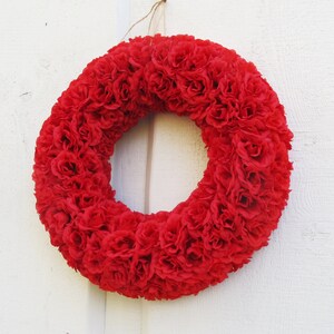 GRAND SALE Roses Wreath Artificial Silk Flowers Wreaths Front Door Decoration Red Love gift Valentine Day Table Centerpiece Summer Wedding