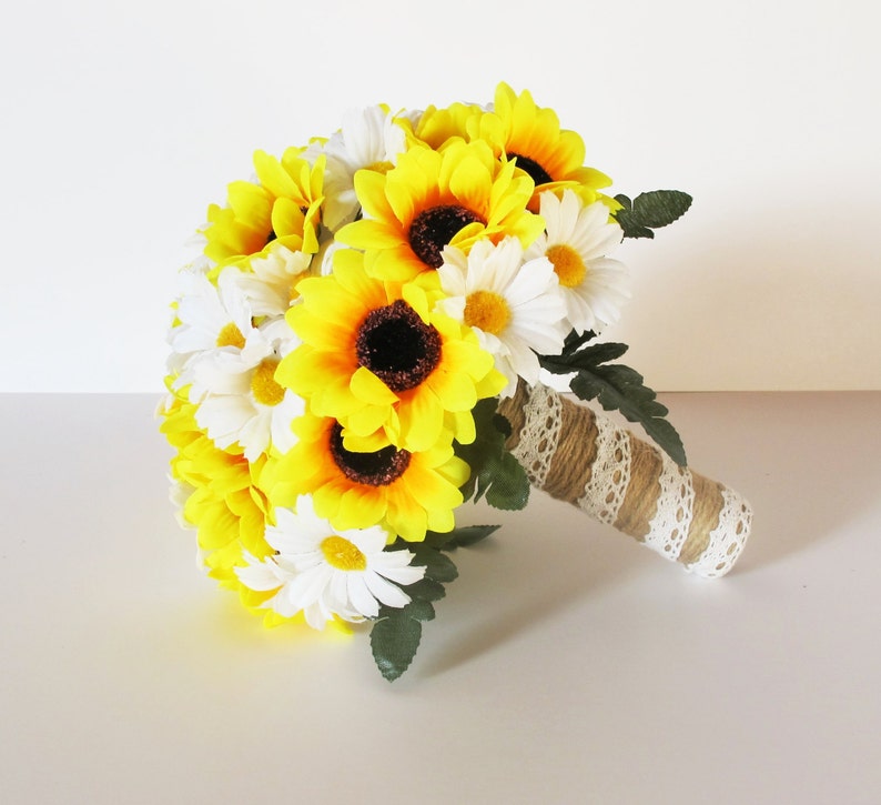 Sunflowers Daisies Wedding Bouquet Bridesmaid Bouquets Yellow Etsy