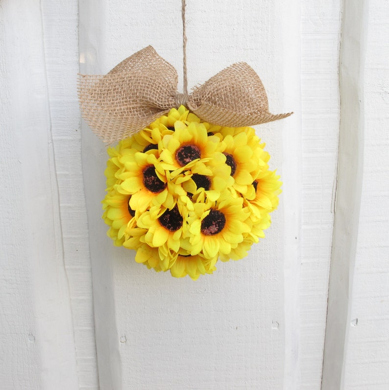 Sunflower Kissing Ball Wedding Decoration Sunflower Pomander image 0