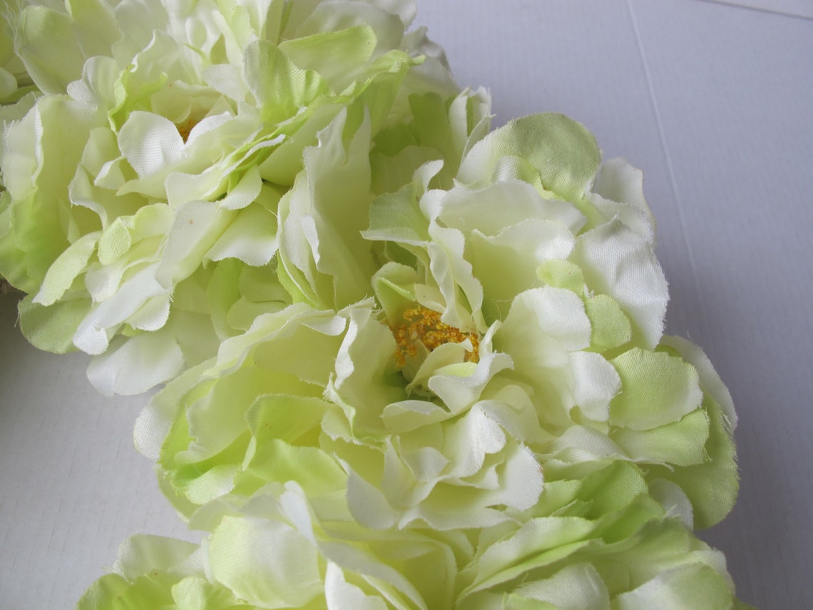 Soft Green Peonies Flowers Wreath Silk Peony Artificial Flower Etsy