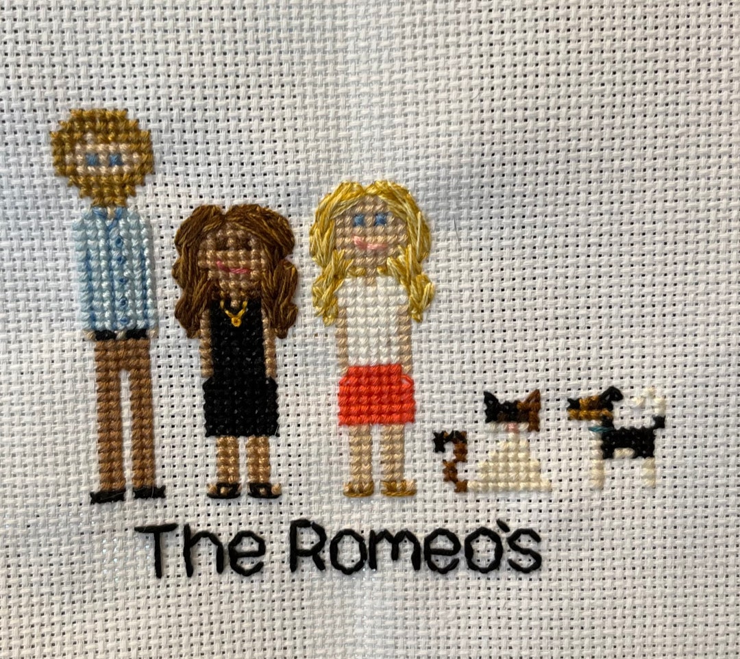 3person Custom Cross Stitch Etsy