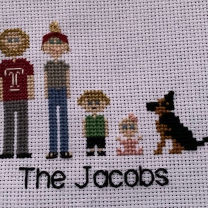 4-Person Custom Family Cross Stitch