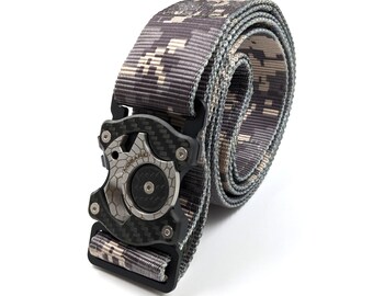 Mgear Tactical MultiBelt Carbon Edition EDC Tactical Nylon Belt With Magnetic Locking Buckle.
