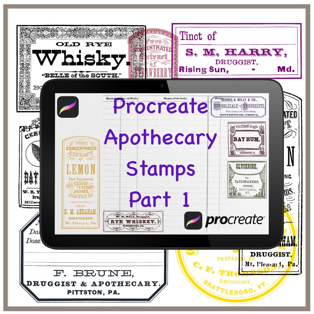 Procreate Label Procreate Apothecary Label Stamp Set - Etsy