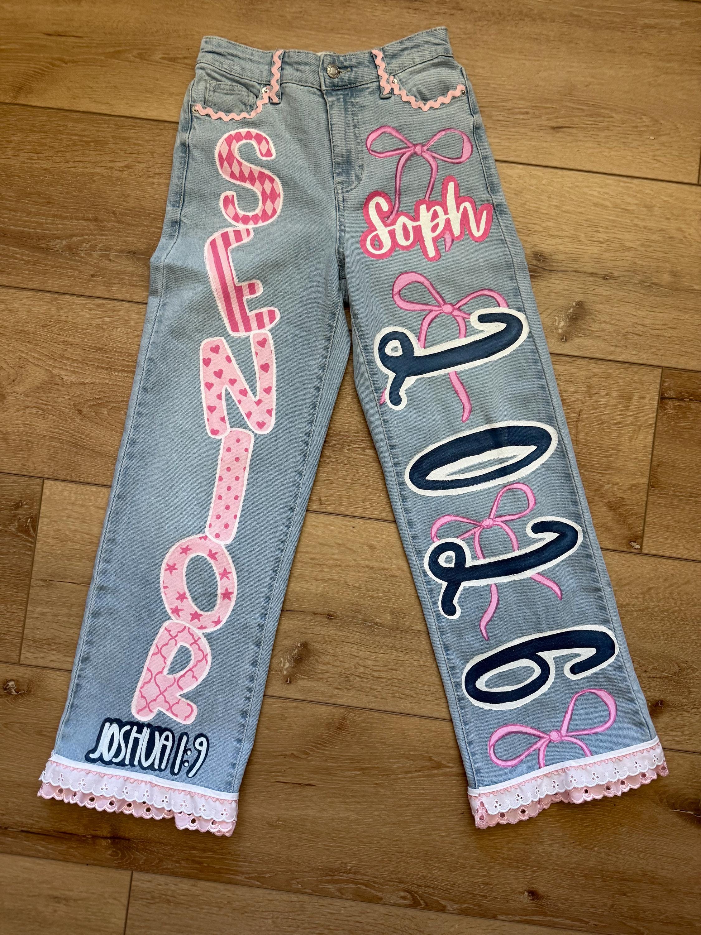 Custom Hand-painted Jeans | Designer Lettering | Client Provides