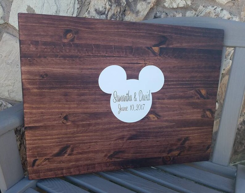 Disney Wedding Guest Book Wood Guest Book Wedding Etsy