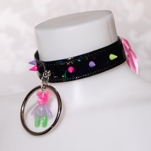 Pastel Goth Gummy Bear Spiked Choker: Kawaii Edgy Fashion