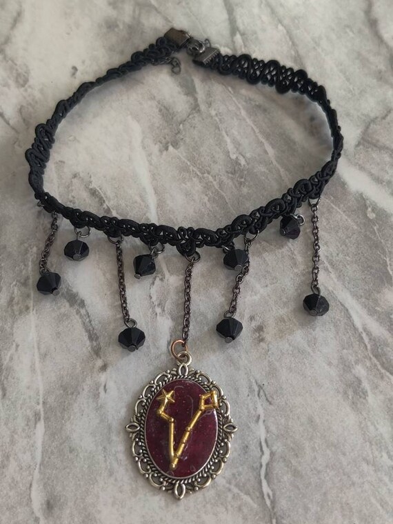 Black Gothic Pisces Choker Necklace 
