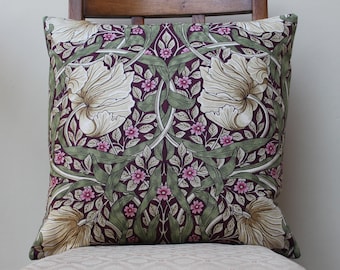 William Morris Pimpernel Aubergine Cushion Cover 16" x 16" Morris & Co. Fabric - Design on both sides