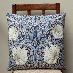 William Morris Pimpernel Blue Cushion Cover 16" x 16" Morris & Co. Fabric - Design on both sides