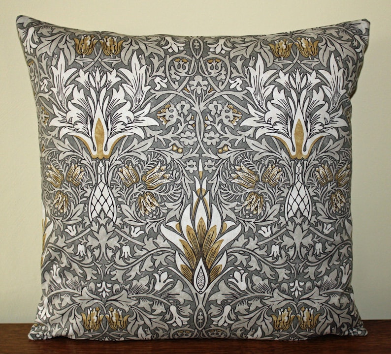 William Morris Snakeshead Cushion Cover 16 x 16 Morris & Co. Fabric Design on both sides image 2