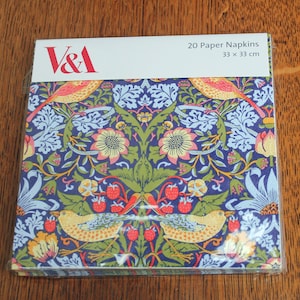 V & A Museum William Morris Strawberry Thief 20 Paper Napkins 3 Ply