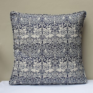 William Morris Brer Rabbit Blue Cushion Cover 17&quot; x 17&quot; Piped Edge