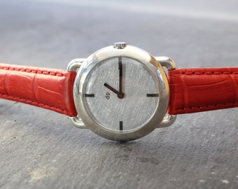 Solid Silver Handmade Ladies Dress Watch on Leather Strap