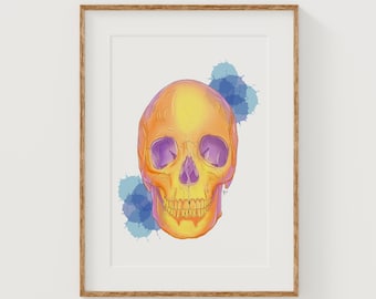 Schädel Anatomie Kunstdruck: Aquarell Wissenschaft Poster, Medizinische Kunst