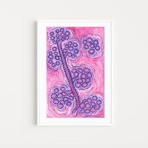 Breast histology printable art, breast surgeon gift, breast pathologist gift, anatomy wall art, Digital art Download, Watercolor art.