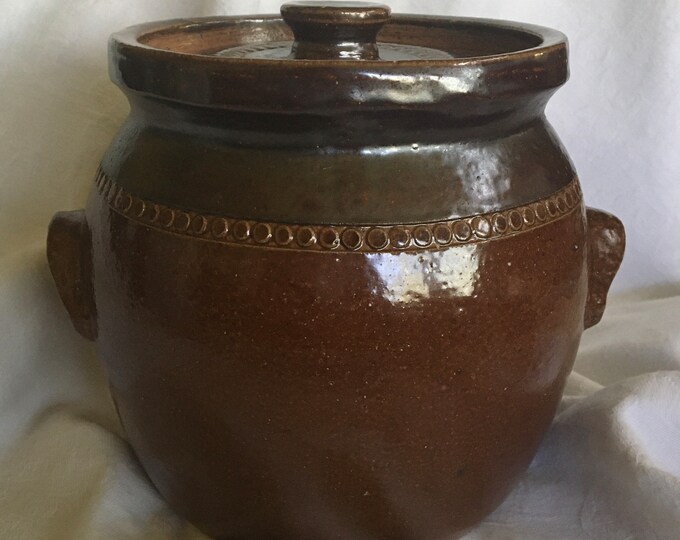 Bendigo Pottery W A CROCK CANISTER With LID Epsom Salt Glaze 1970s Stoneware Labels Etsy