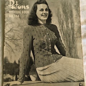 Patons Knitting Book No. 184 Ladies 1940s Vintage Jumpers & Cardigans All pictured