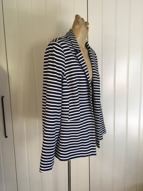 JACKET Navy White STRIPE Coat Cardigan 80s Vintag… - image 2