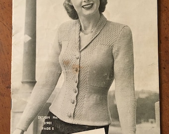 Livre de patrons de tricot vintage des années 1950 Sun-glo Ladies Knits All, série 124 illustrée