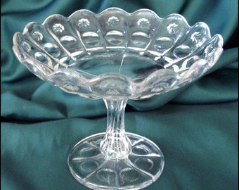 EAPG Antique Alexis Pattern Glass Serving Dish by Dalzell, Gilmore -  aka Priscilla or Sun and Star c.1895