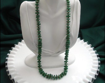 Vintage Aventurine 24" Inch Bead Necklace with Goldtone Spacer Beads - Holiday Gift - GORGEOUS!