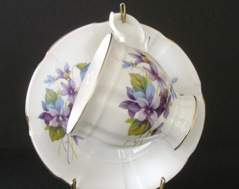 Crown Staffordshire Pretty Violets Cup and Saucer Set - English Fine Bone China - Tea Set - Tea Party!