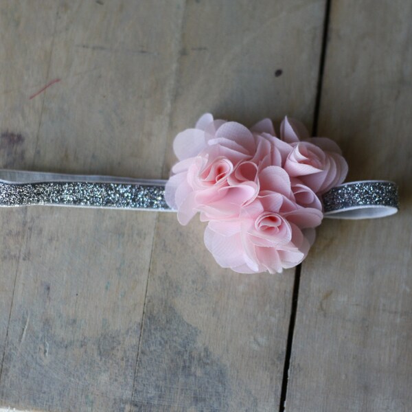 Baby Headband, Pink, Sparkle Headband, Glitter Headband, Flower Girl, Newborn, Photo Prop