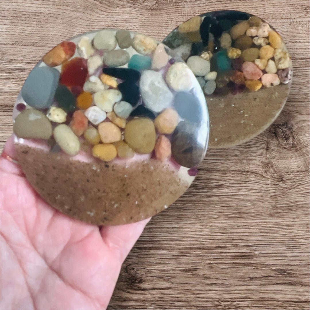 Coaster Carrying Rocksa Set of 2 Beach Sand & Stone Coasters | Lake Michigan Rocks | Michigan ...