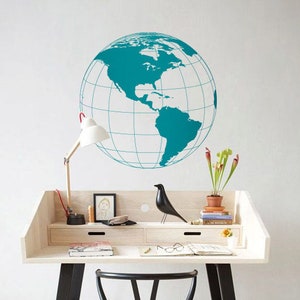 GLOBE DECAL - Large World Map Sticker - Back To School Mural - WM006
