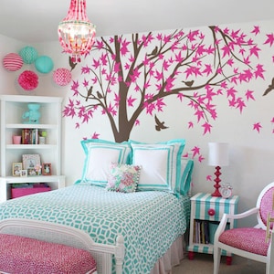 TREE WALL DECAL Large Maple Tree Vinyl Sticker-Nursery Wall Décor-Wall bird stickers K024B image 3